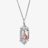 Enchanted Disney Fine Jewelry Womens 1/6 CT. T.W. Genuine White Quartz 14K Two Tone Gold Over Silver 18 Inch Pendant Necklace
