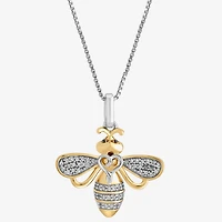 Hallmark Diamonds Bumble Bee Womens 1/10 CT. T.W. Natural White Diamond 14K Gold Over Silver 18 Inch Pendant Necklace