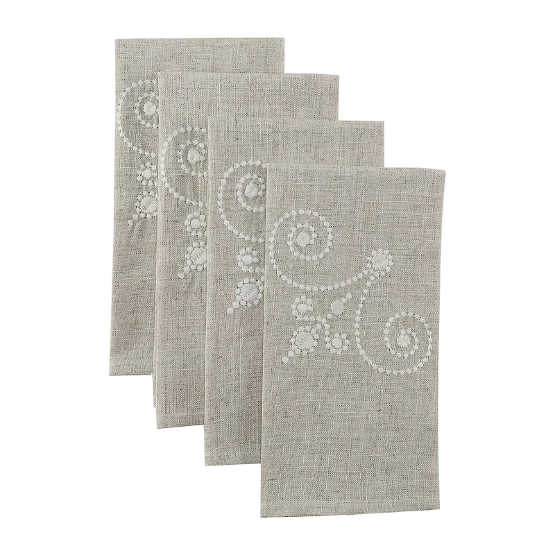Lenox French Perle Linen Embroidered 4-pc. Napkins