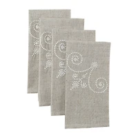 Lenox French Perle Linen Embroidered 4-pc. Napkins