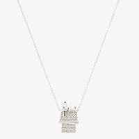 Womens Crystal Pure Silver Over Brass 16 Inch Pendant Necklace