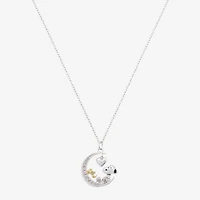 Womens Cubic Zirconia 10K Gold Over Brass Pure Silver Over Brass Heart Moon 16 Inch Pendant Necklace