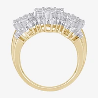 Diamond Blossom (I, I2) Womens 2 CT. T.W. Lab Grown White 14K Gold Over Silver Cluster Cocktail Ring