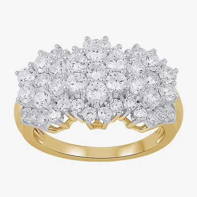 Diamond Blossom (I, I2) Womens 2 CT. T.W. Lab Grown White 14K Gold Over Silver Cluster Cocktail Ring