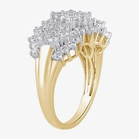 Diamond Blossom (I, I2) Womens 2 CT. T.W. Lab Grown White 14K Gold Over Silver Cluster Cocktail Ring