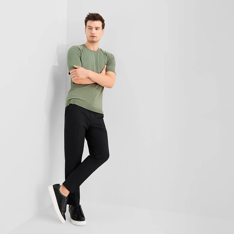 J. Ferrar Solid Mens Crew Neck Short Sleeve Pullover Sweater