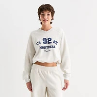 Arizona Bubble Hem Womens Juniors V Neck Long Sleeve Sweatshirt