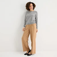 Liz Claiborne Womens Boat Neck Long Sleeve Pullover Sweater