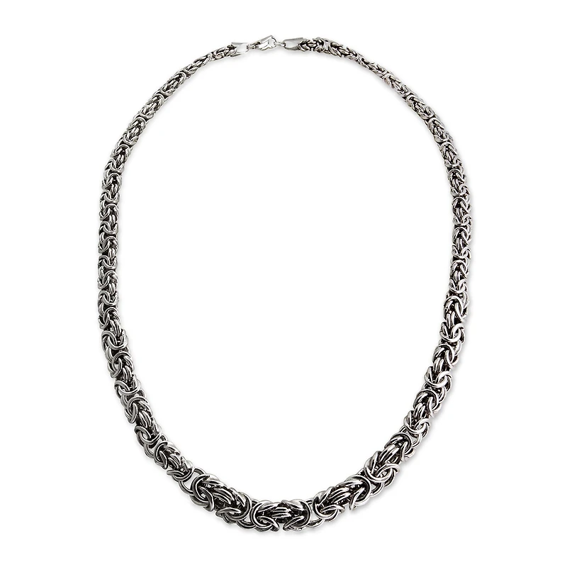 Sterling Silver Graduated Byzantine Necklace