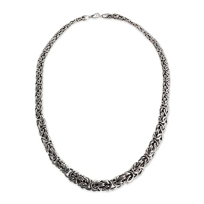Sterling Silver Graduated Byzantine Necklace