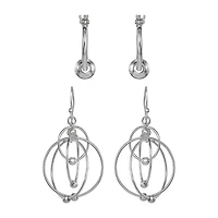 Womens Sterling Silver Earring Set