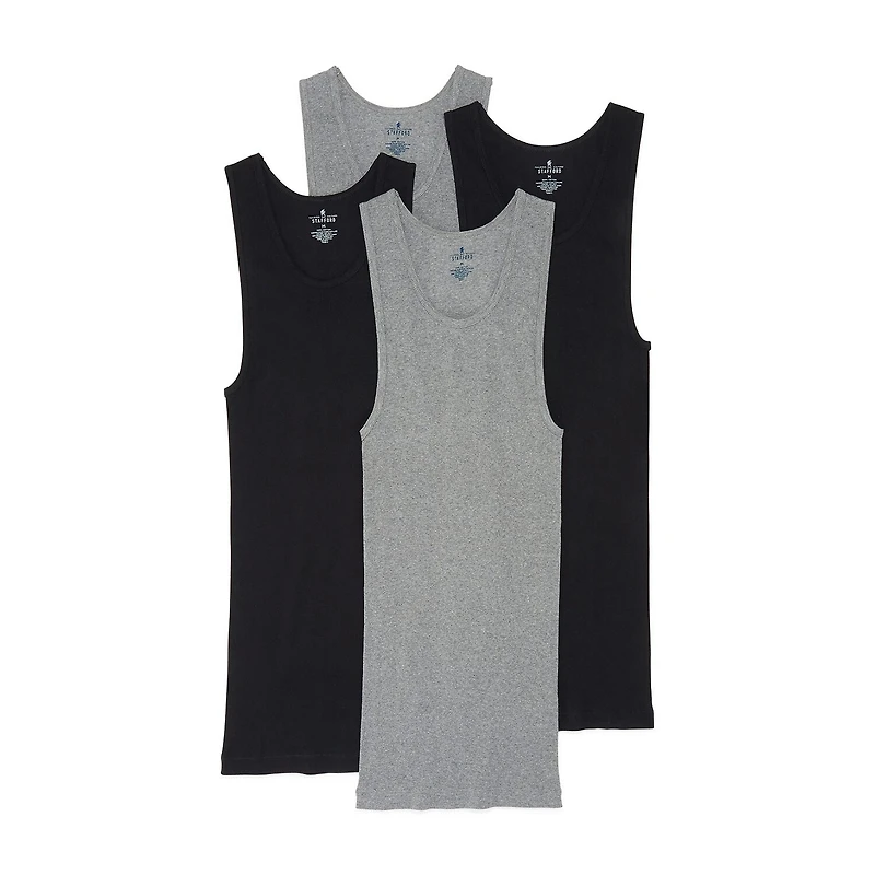 Stafford Ultra Soft Mens Scoop Neck Sleeveless 4 Pack Tank