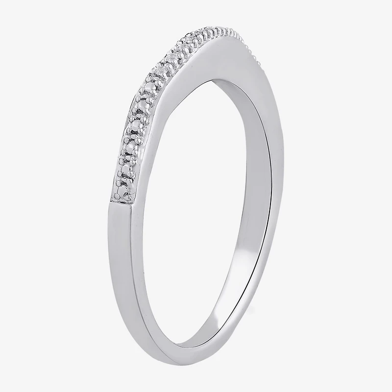 Surrounded by Love Womens Diamond Accent Natural White Sterling Silver Wedding Band