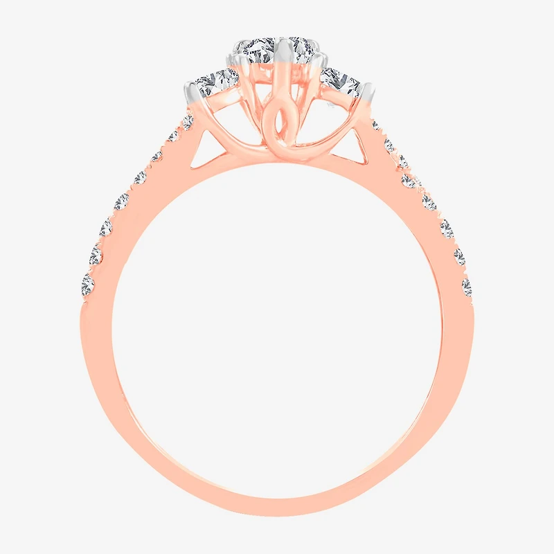 Love Lives Forever (H-I / Si1-Si2) Womens CT. T.W. Lab Grown White Diamond 10K Gold Pear 3-Stone Engagement Ring