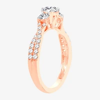 Love Lives Forever (H-I / Si1-Si2) Womens 1 CT. T.W. Lab Grown White Diamond 10K Gold Round 3-Stone Engagement Ring