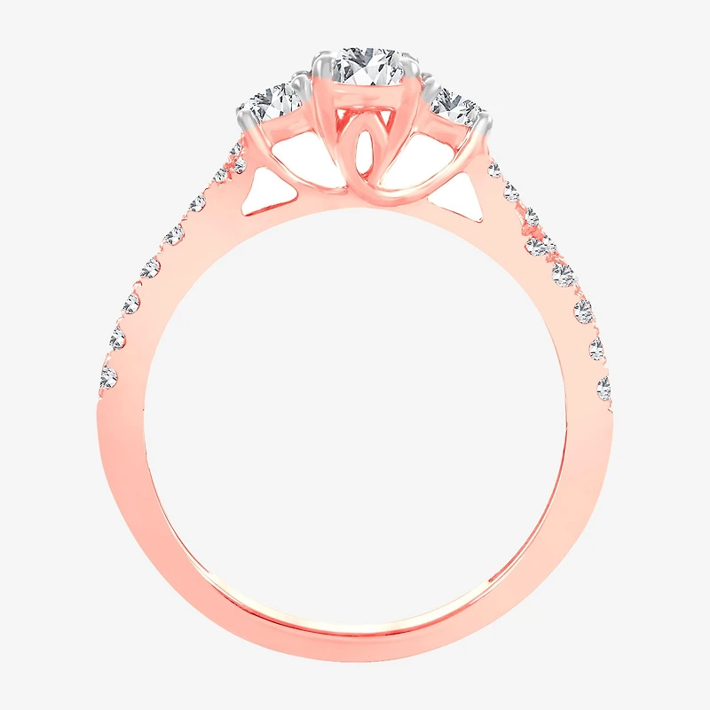 Love Lives Forever (H-I / Si1-Si2) Womens CT. T.W. Lab Grown White Diamond 10K Gold Oval 3-Stone Engagement Ring