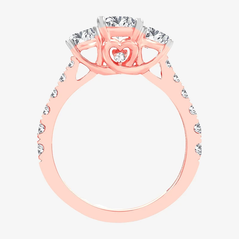 Love Lives Forever (H-I / Si1-Si2) Womens CT. T.W. Lab Grown White Diamond 10K Gold 3-Stone Engagement Ring