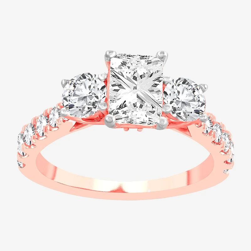 Love Lives Forever (H-I / Si1-Si2) Womens CT. T.W. Lab Grown White Diamond 10K Gold 3-Stone Engagement Ring
