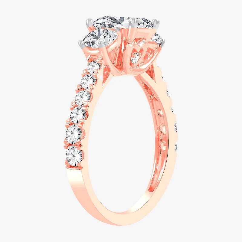 Love Lives Forever (H-I / Si1-Si2) Womens CT. T.W. Lab Grown White Diamond 10K Gold 3-Stone Engagement Ring