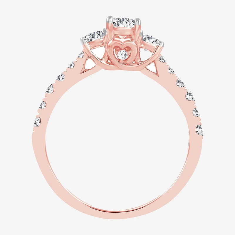 Love Lives Forever (H-I / Si1-Si2) Womens CT. T.W. Lab Grown White Diamond 10K Gold Oval 3-Stone Engagement Ring