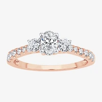 Love Lives Forever (H-I / Si1-Si2) Womens CT. T.W. Lab Grown White Diamond 10K Gold Oval 3-Stone Engagement Ring