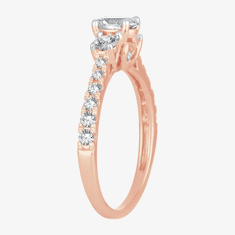 Love Lives Forever (H-I / Si1-Si2) Womens CT. T.W. Lab Grown White Diamond 10K Gold Oval 3-Stone Engagement Ring