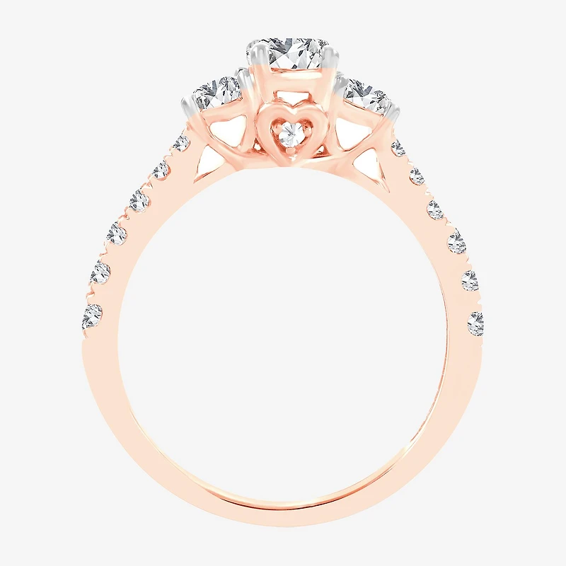 Love Lives Forever (H-I / Si1-Si2) Womens CT. T.W. Lab Grown White Diamond 10K Gold Round 3-Stone Engagement Ring