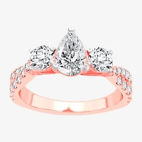 Love Lives Forever (H-I / Si1-Si2) Womens 2 CT. T.W. Lab Grown White Diamond 10K Gold Pear 3-Stone Engagement Ring