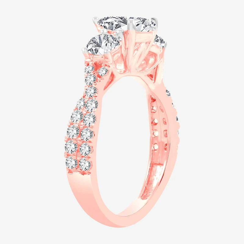 Love Lives Forever (H-I / Si1-Si2) Womens 2 CT. T.W. Lab Grown White Diamond 10K Gold Pear 3-Stone Engagement Ring