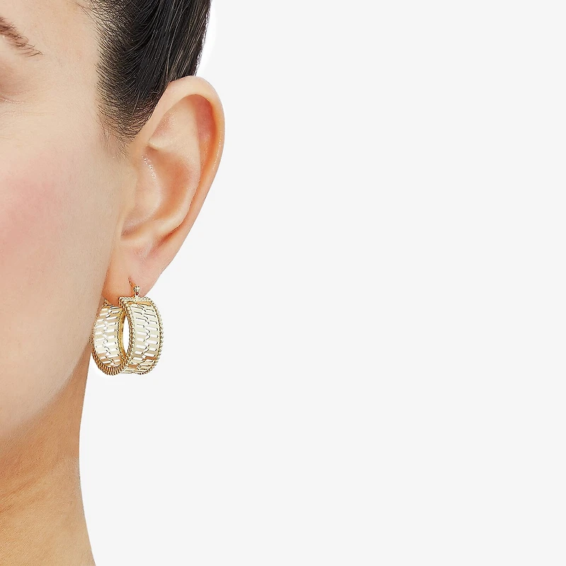 Made in Italy Womens 14K Gold 25.3mm Round Hoop Earrings