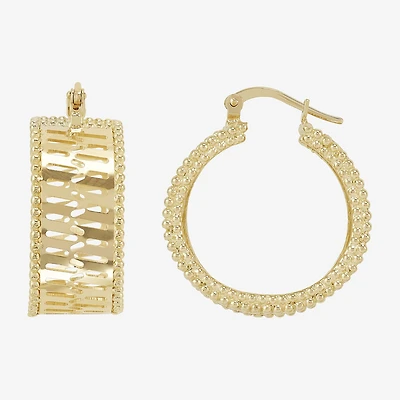 Made in Italy Womens 14K Gold 25.3mm Round Hoop Earrings