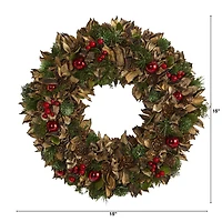 Nearly Natural 15in. Holiday With Pine Cones And Ornaments Wreath