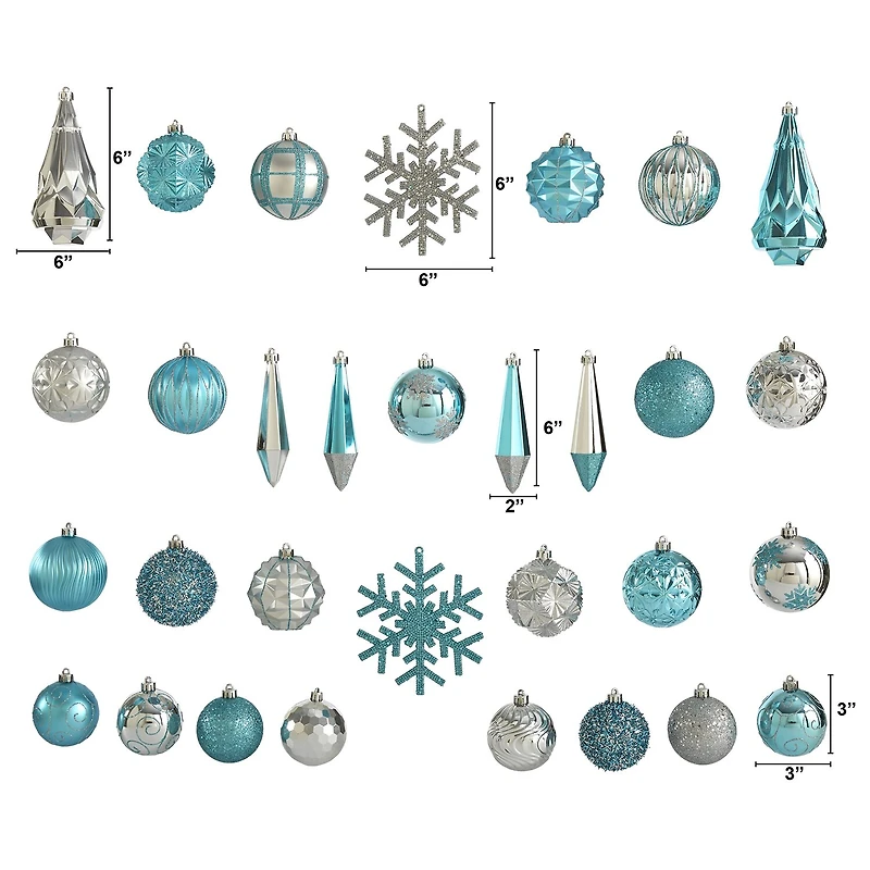 Nearly Natural Holiday 52 Count Set; 80mm To 150mm With Reusable Tray Christmas Ornament