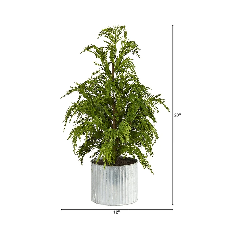 Nearly Natural 20" Cedar Pine Natural Look In Decorative Planter Pine Christmas Tree