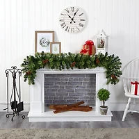 Nearly Natural 6ft. 50 Clear Led Lights And Pine Cones Pre-Lit Christmas Indoor Garland
