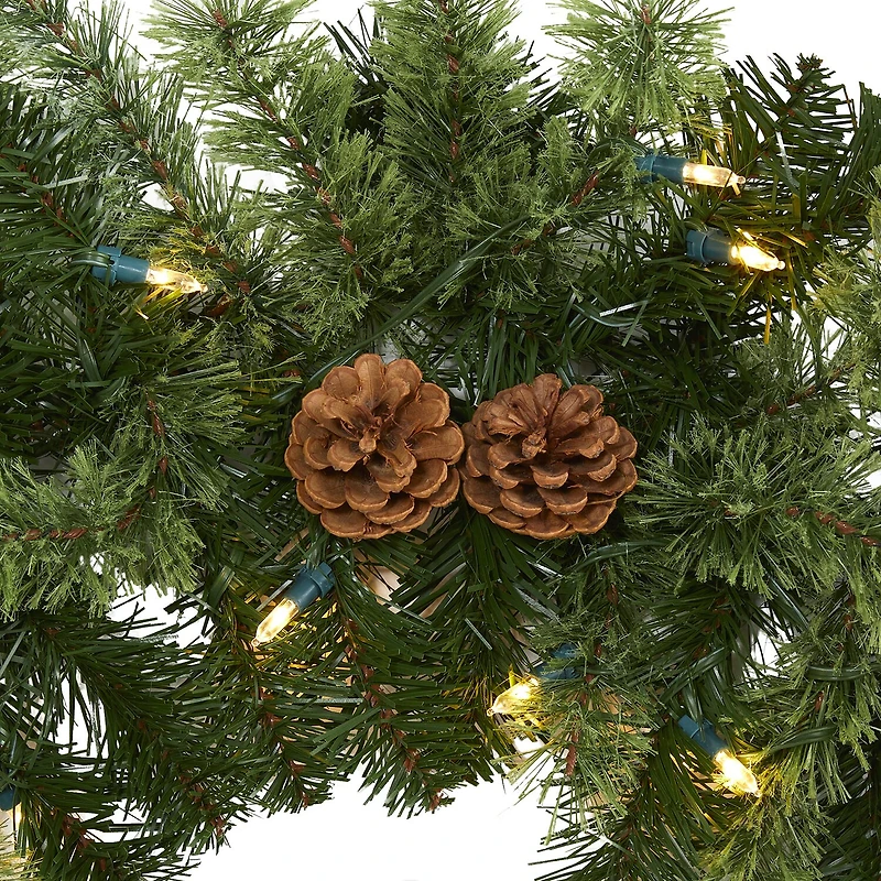 Nearly Natural 6ft. 50 Clear Led Lights And Pine Cones Pre-Lit Christmas Indoor Garland