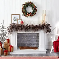 Nearly Natural 6ft. 50 White Warm Led Lights And Pine Cones Pre-Lit Christmas Indoor Garland