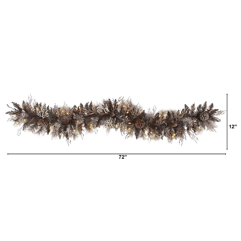 Nearly Natural 6ft. 50 White Warm Led Lights And Pine Cones Pre-Lit Christmas Indoor Garland