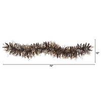 Nearly Natural 6ft. 50 White Warm Led Lights And Pine Cones Pre-Lit Christmas Indoor Garland