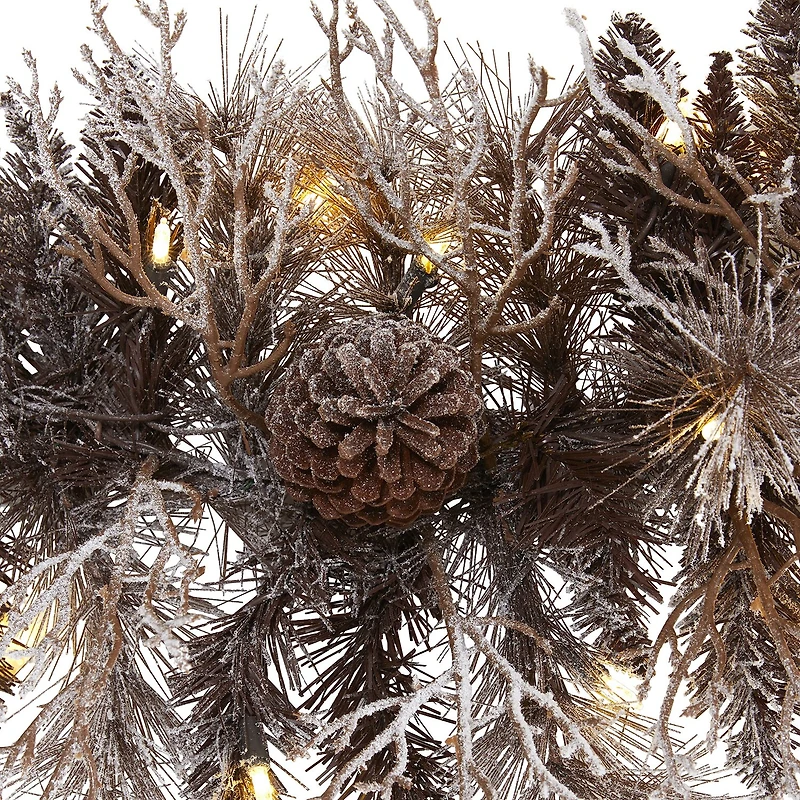Nearly Natural 6ft. 50 White Warm Led Lights And Pine Cones Pre-Lit Christmas Indoor Garland