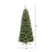 Nearly Natural 6 1/2 Foot Cashmere Slim Pine With 660 Bendable Branches And 350 Warm White Lights Pre-Lit Christmas Tree