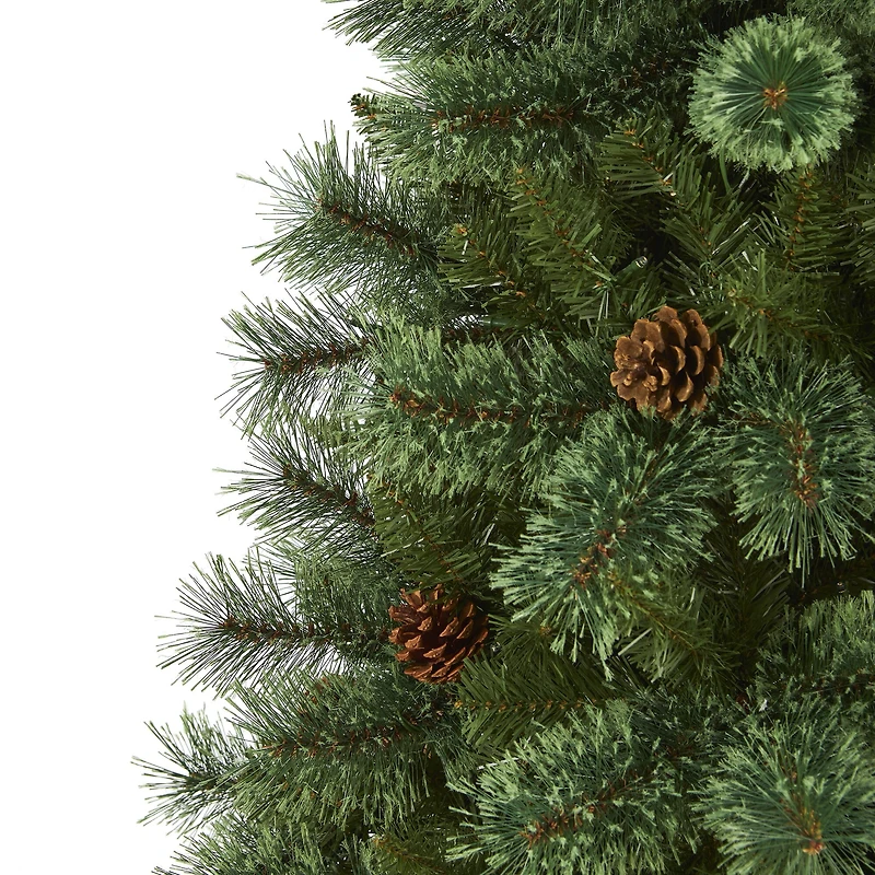 Nearly Natural 6 Foot Pine With Pine Cones Pre-Lit Christmas Tree