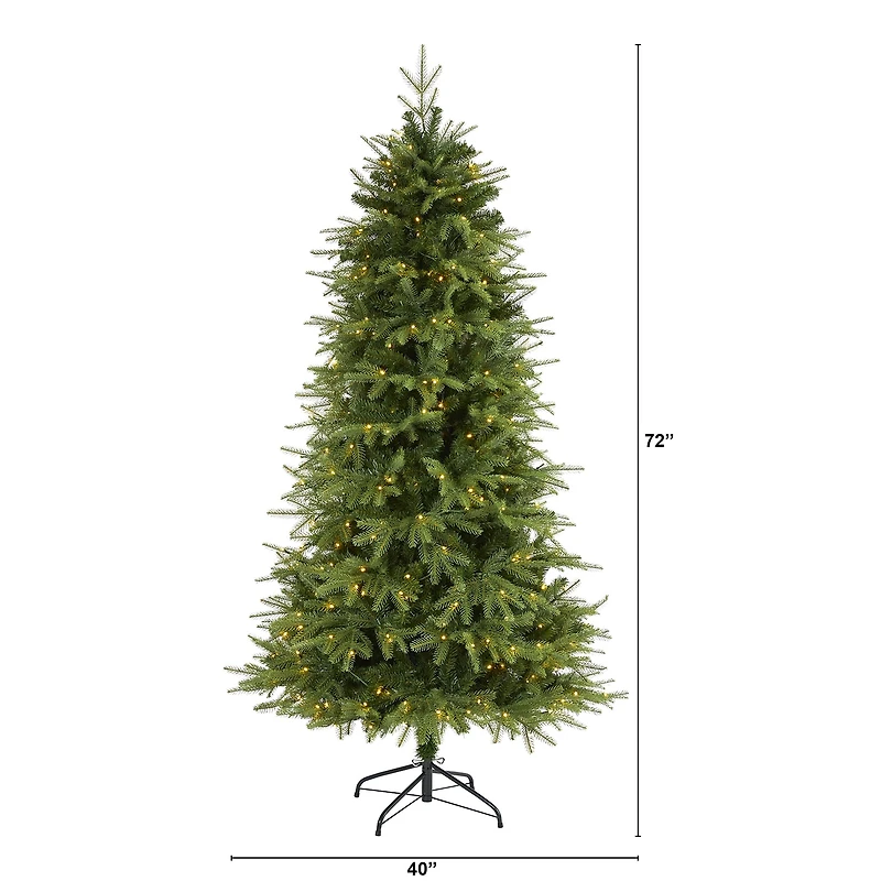 Nearly Natural 6 Foot Natural Look Fir With 1870 Bendable Branches And 350 Clear Led Lights Pre-Lit Christmas Tree