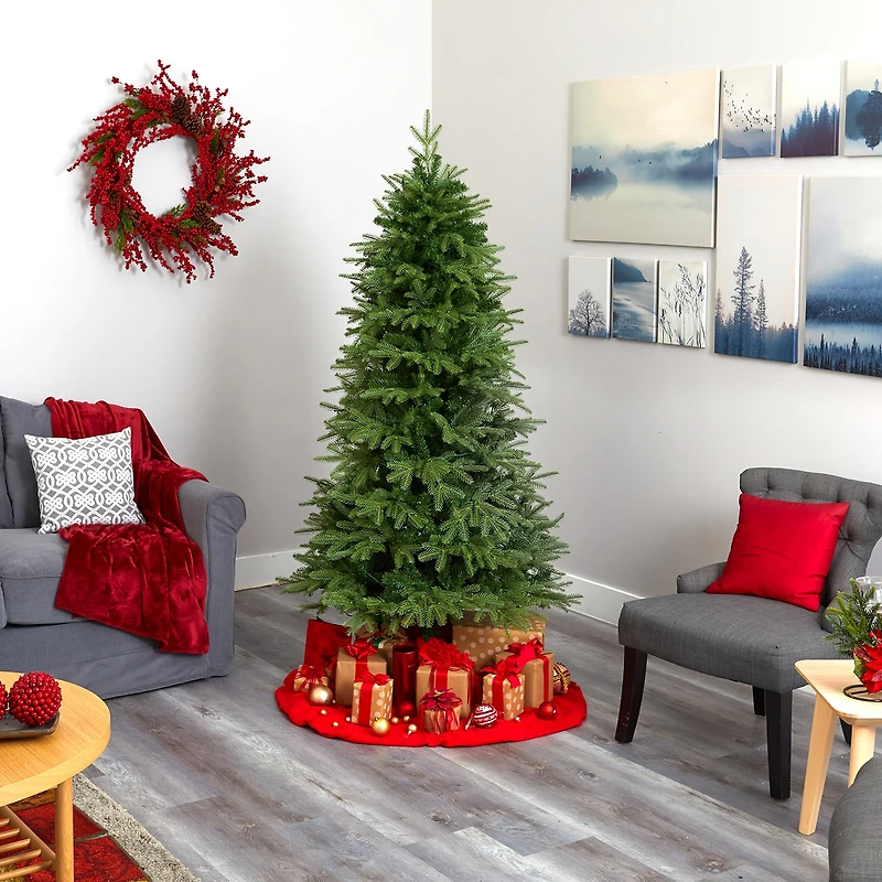 Nearly Natural 6 Foot Natural Look Fir With 1870 Bendable Branches And 350 Clear Led Lights Pre-Lit Christmas Tree