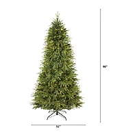 Nearly Natural 8 Foot Natural Look Fir With 3470 Bendable Branches And 700 Clear Led Lights Pre-Lit Christmas Tree