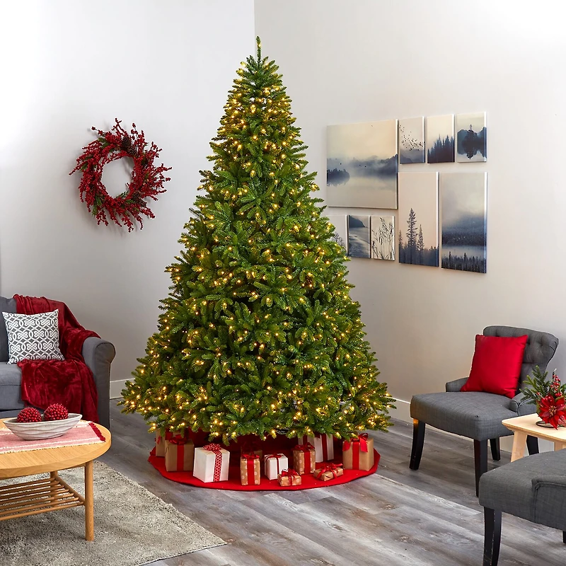Nearly Natural 9 Foot Natural Look Spruce With 4443 Tips And 1000 Clear Led Lights Pre-Lit Christmas Tree