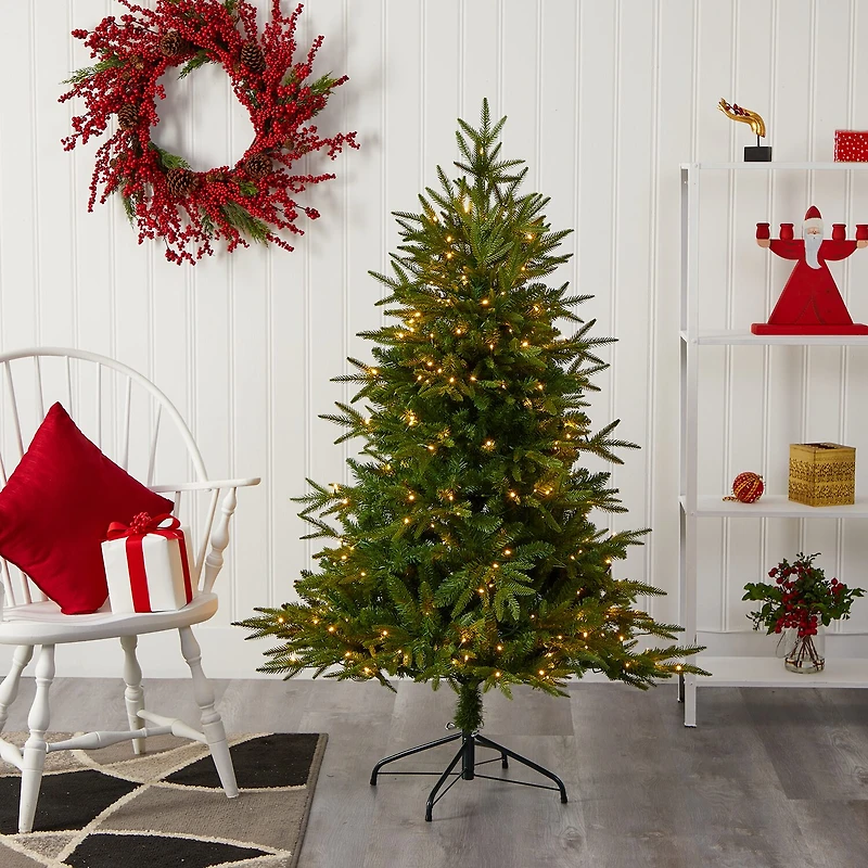 Nearly Natural 5 Foot Fir With 250 Clear Led Lights Pre-Lit Christmas Tree