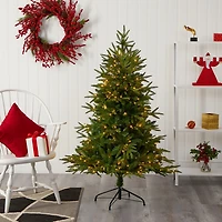Nearly Natural 5 Foot Fir With 250 Clear Led Lights Pre-Lit Christmas Tree