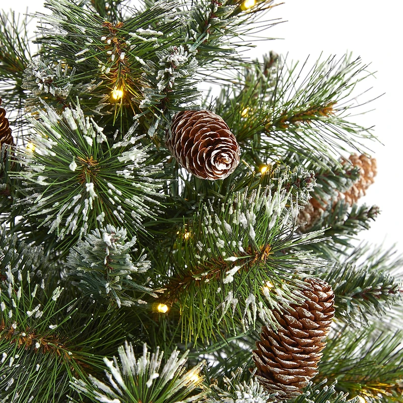Nearly Natural 2 Foot Frosted Pine With Pinecones And Burlap Base Pre-Lit Christmas Tree