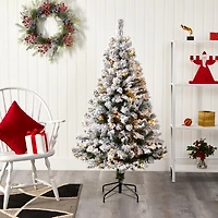 Nearly Natural 5 Foot West Virginia Flocked Fir With 150 Led Lights Pre-Lit Christmas Tree